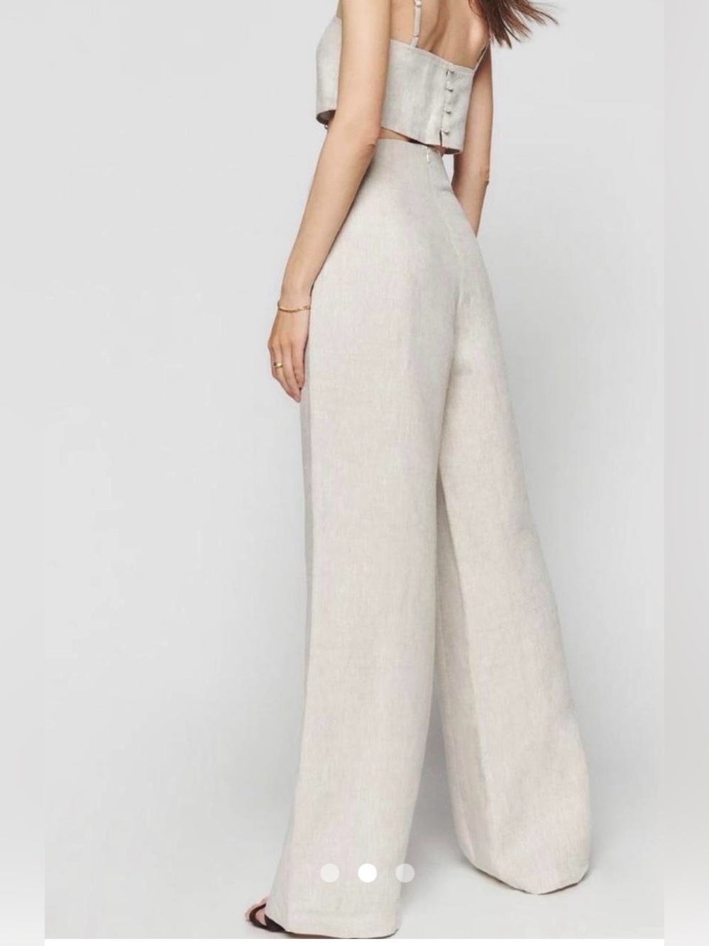 REFORMATION High-Waist Wide-Leg Linen Set in Light Beige (never worn)